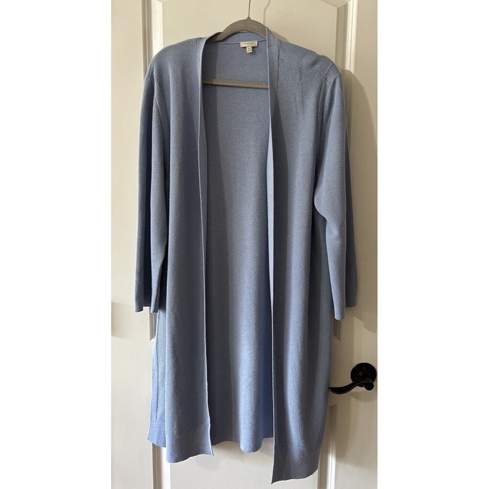 Talbots Women’s Size XL Blue Long Line Open Front Cardigan Career